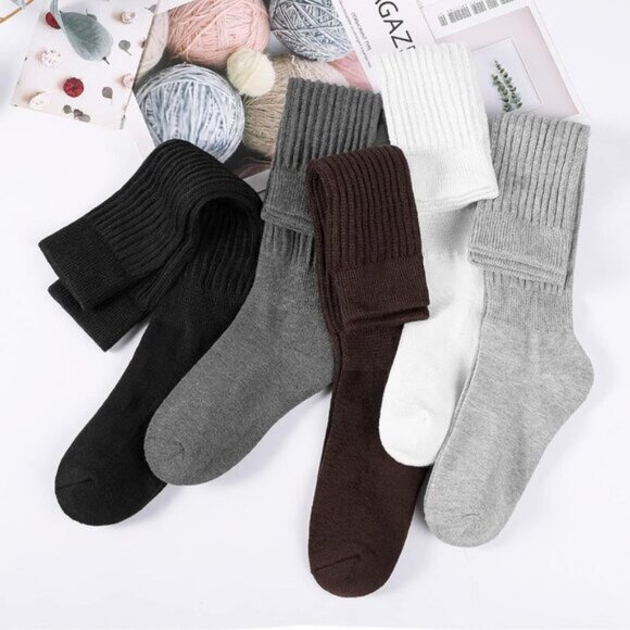 ⚡Women White Imported Cotton Slouch Socks Scrunch Knee High Slouchy Socks - Picture 7 of 7